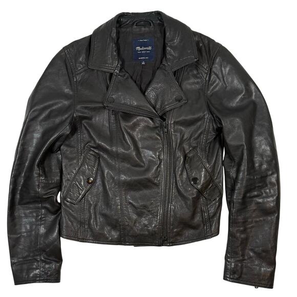Madewell Women’s Small Leather Biker Jacket Chest 32” Length 20” Genuine Leather - Picture 2 of 9